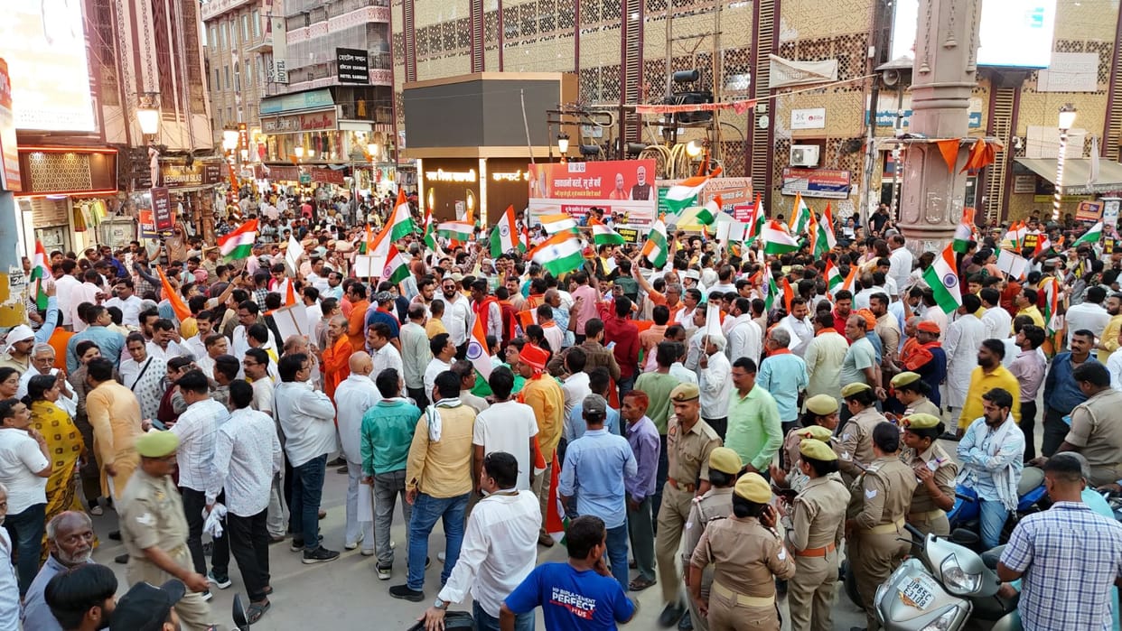 BJP workers took out a tricolor march saluted the bravery of the army raised slogans