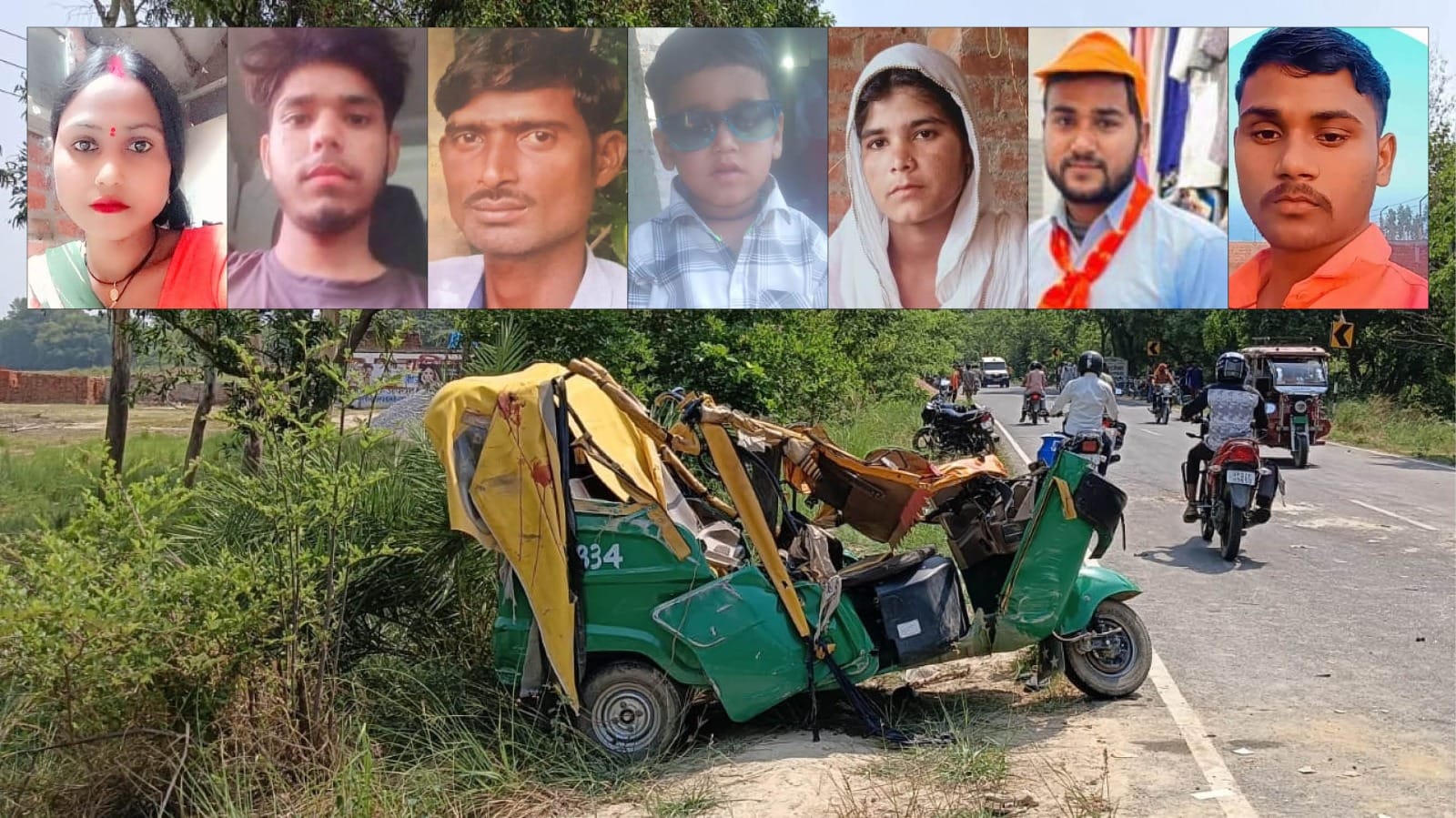 Hardoi Road Accident Four bodies and two legs were seen scattered on road See Photos