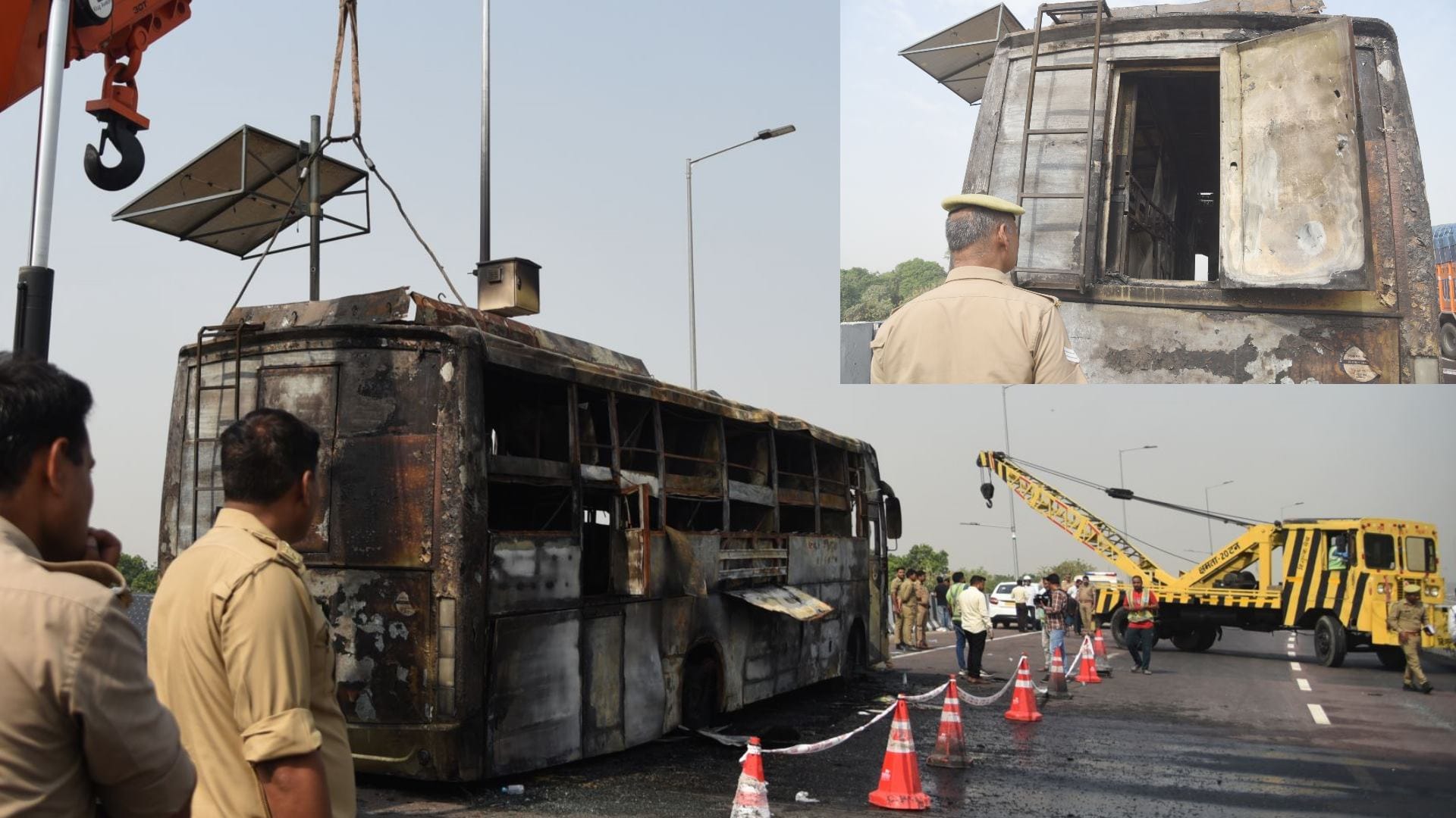 Five people burnt alive as bus catches fire on   Kisan Path.