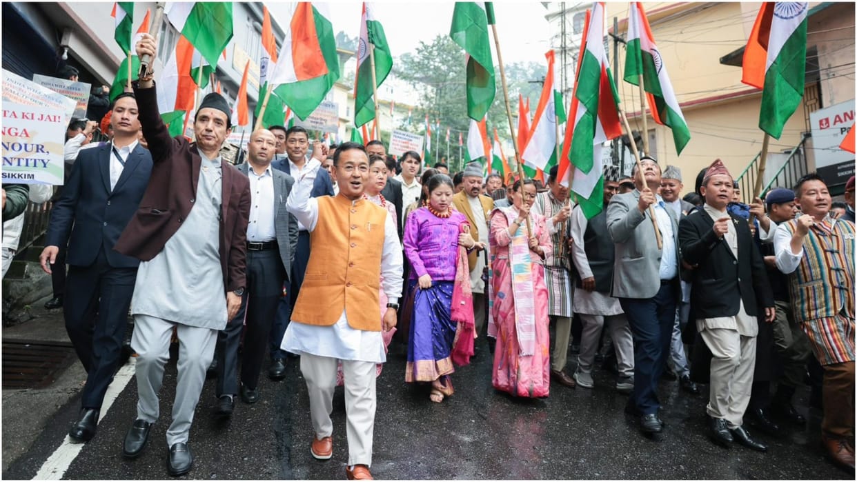Sikkim turns 50, CM Prem Singh Tamang congratulates; SKM takes out Tiranga Yatra