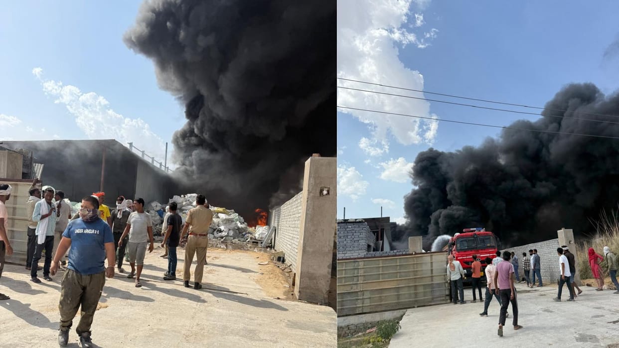 Rajasthan News: A huge fire broke out in a plastic factory in Gheelot, Neemrana