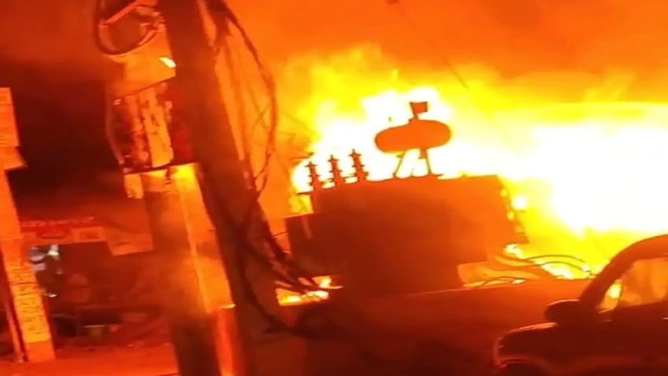 Fire broke out in the kiosk and transformer