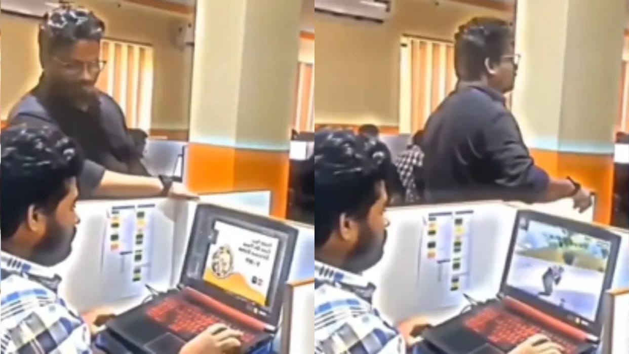 Employee fooled boss was playing a game on office laptop changed tab as soon as manager arrived Video viral