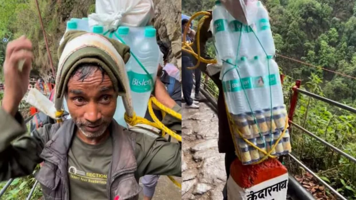 man with 40kg load trekking to kedarnath to earn daily wage makes people emotional watch video