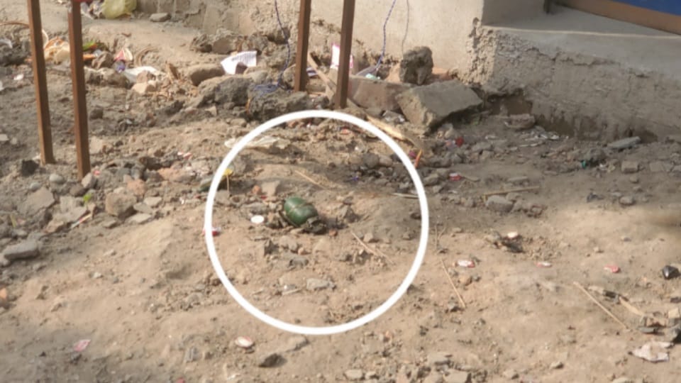 Grenade found in front of gate of liquor shop located at Focal Point in Batala