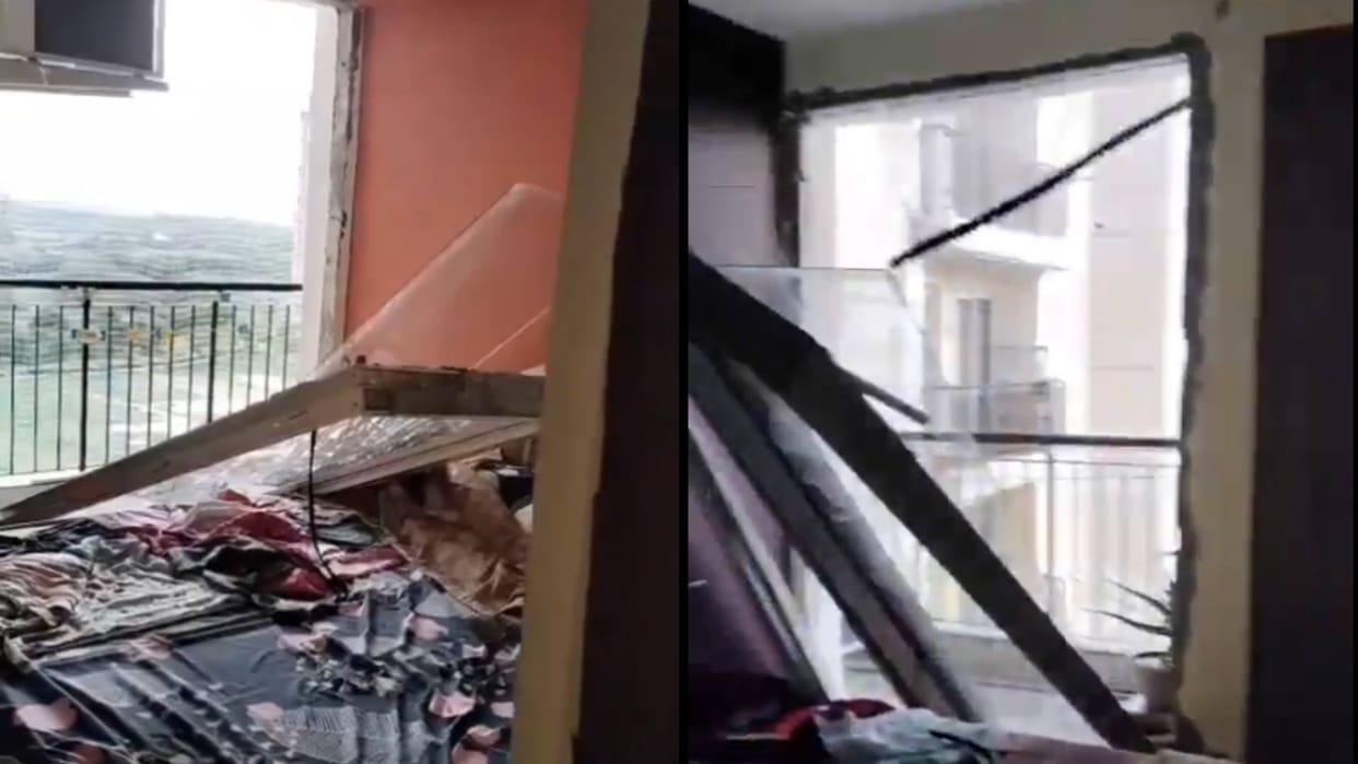 A house in Noida was completely destroyed in a strong storm people are raising questions Video goes viral