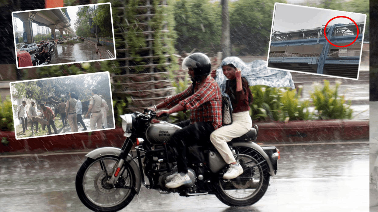 delhi ncr rain huge loss due to storm and shed of Rapid Rail Metro Ashok Nagar station see photos