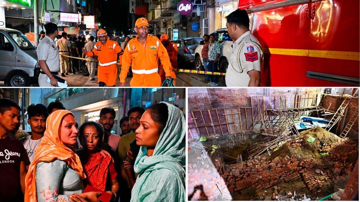 An under-construction building collapsed in Delhi Paharganj area