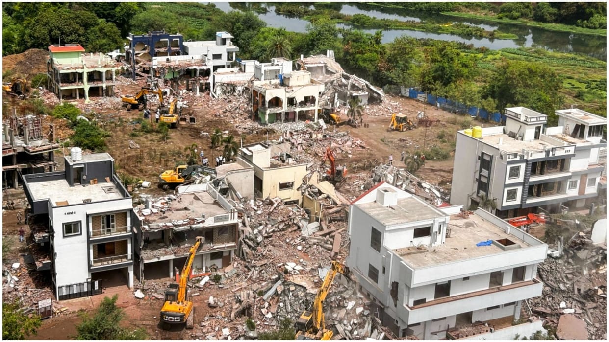 36 illegal bungalows built on banks of Indrayani river in Pune demolished, PCMC took action on orders of NGT.