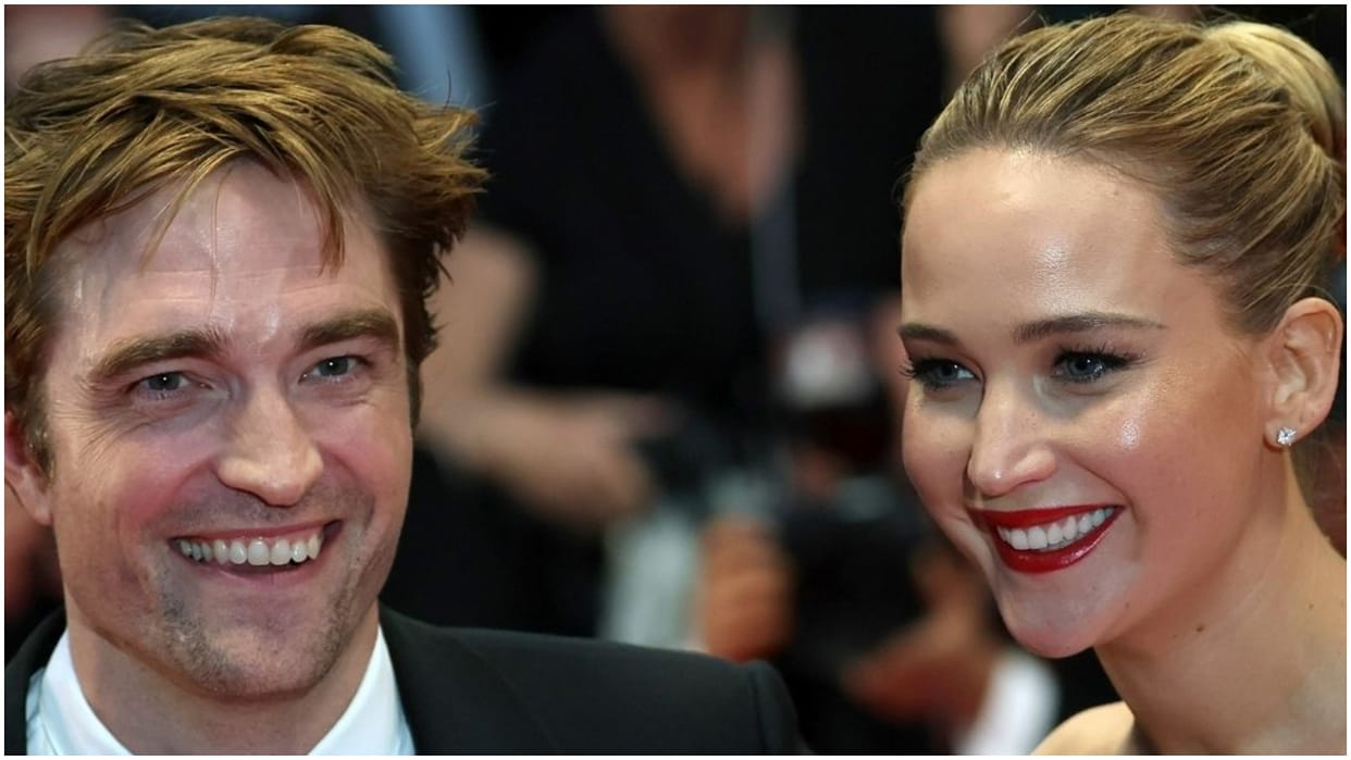 Cannes 2025 Robert Pattinson Jennifer Lawrence Pose Together on red carpet Die My Love got Standing Ovation