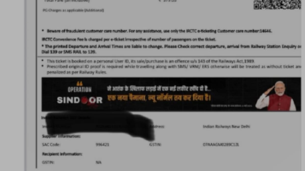 Bhopal: Promotion of Operation Sindoor on railway tickets, objection to PM's photo, Congress says it's bargain