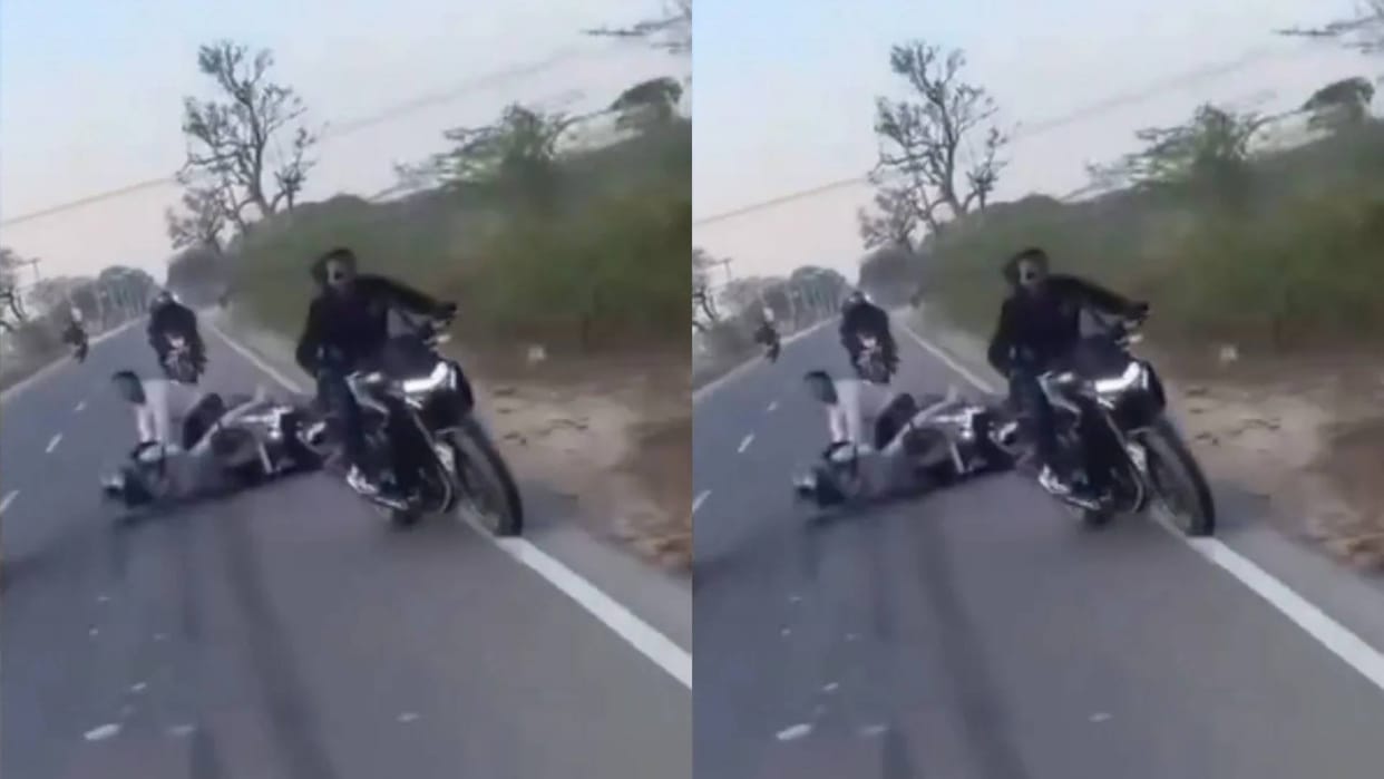 a man doing stunts on a bike could have taken another mans life video goes Viral on Internet