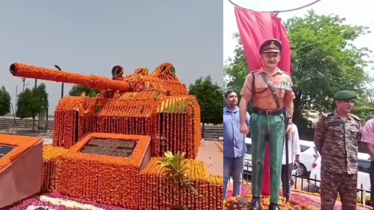 New base patriotism Ayodhya statue Sam Manekshaw and T-55 tank installed banks Saryu