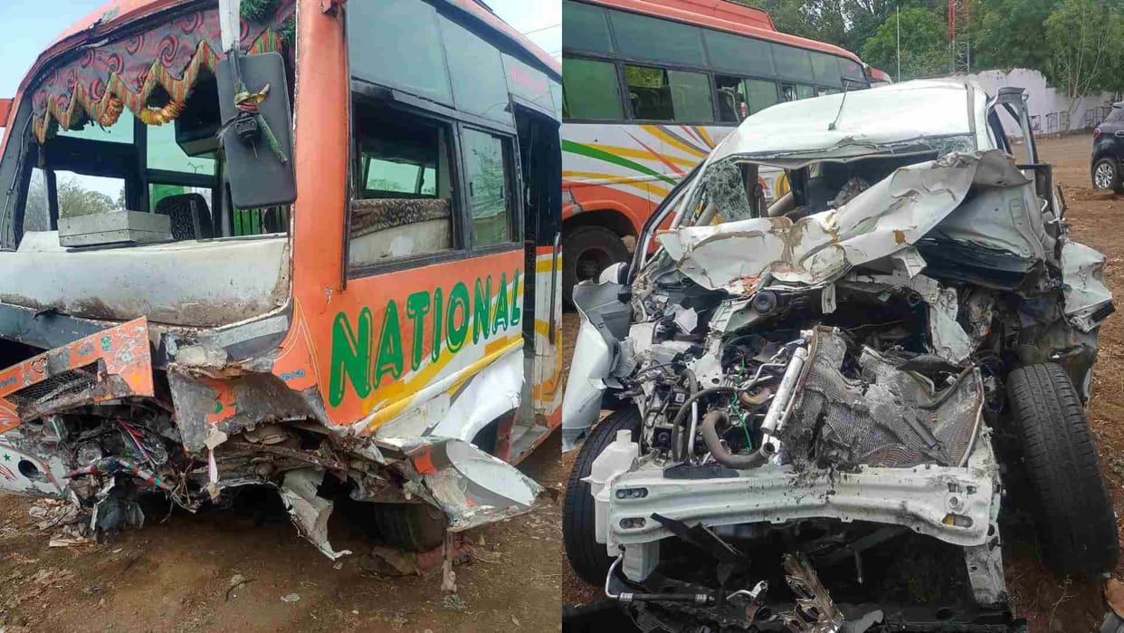 Bhopal News: Two people travelling in a car died after colliding with a bus in Berasia