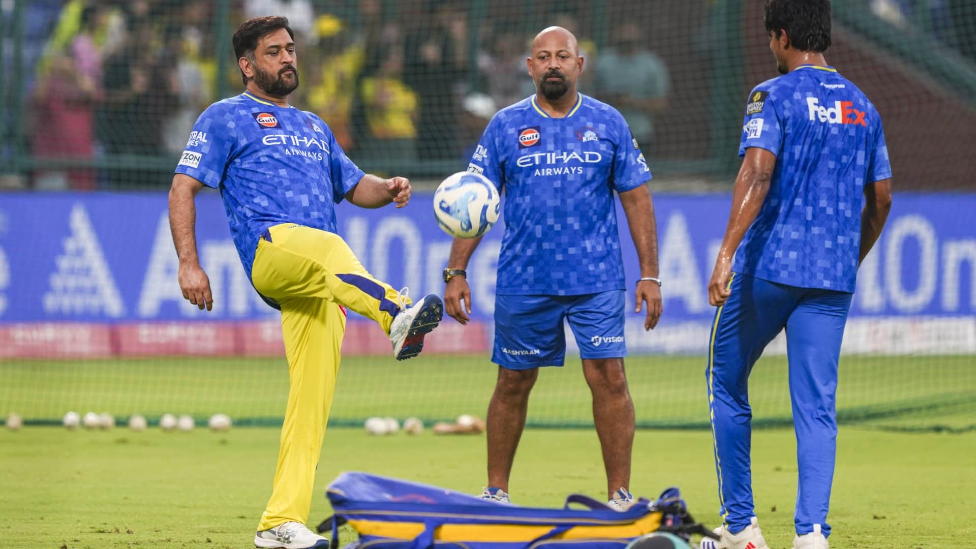 CSK captain MS Dhoni had a heartwarming meet-up with a young fan as he jumped over fence to meet him IPL 2025