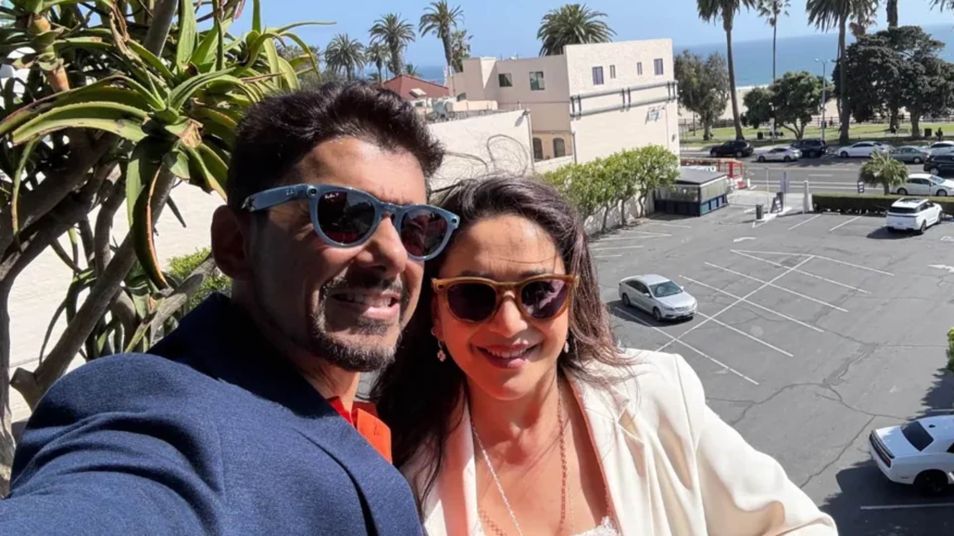 Dr nene share vacation pics with wife madhuri dixit kids on California city Santa Monica says Loving the vibe