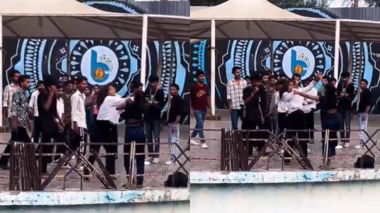 Two girls got into a fierce fight while imitating a reel dragged each other by hair Video goes viral