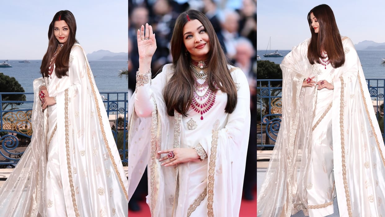 Cannes 2025 Aishwarya Rai Bachchan red carpet look design by fashion designer Manish Malhotra