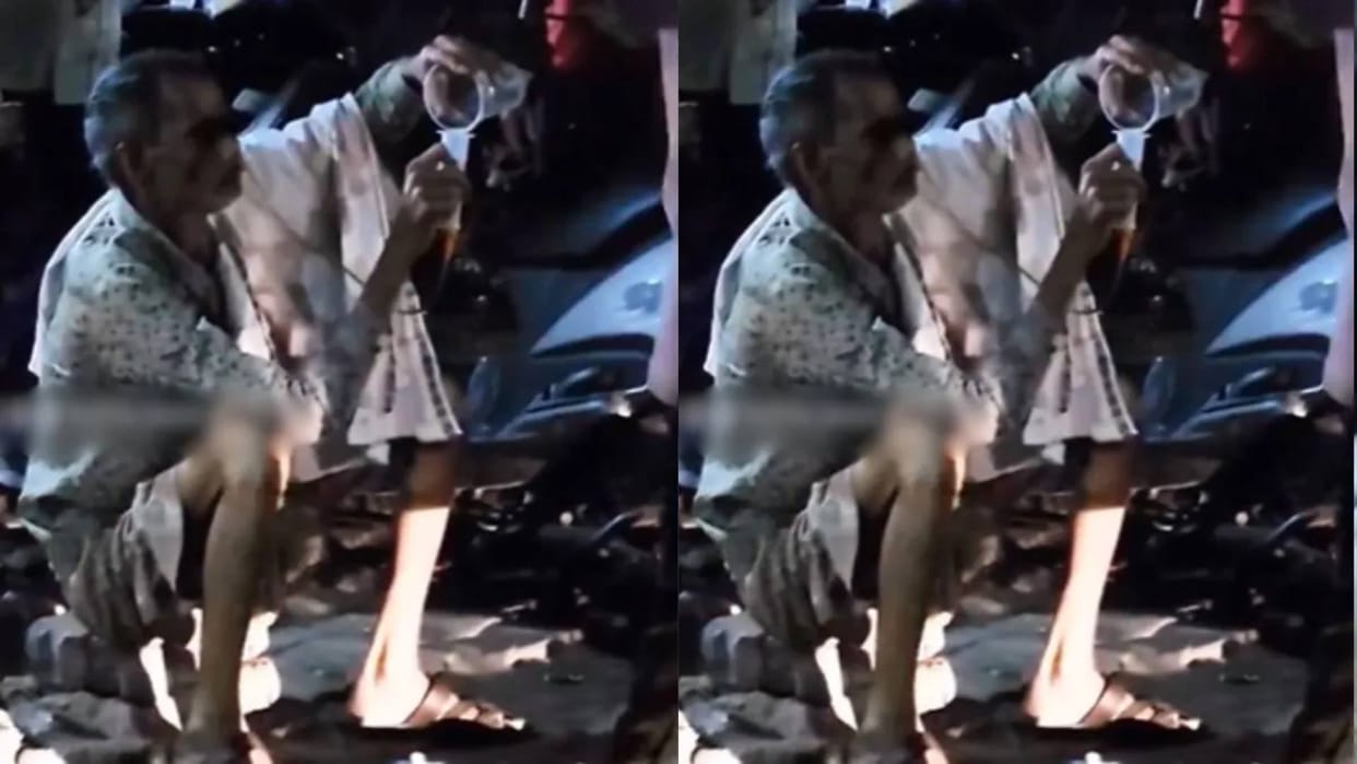 Man was seen drinking alcohol with a syringe in his nose Video goes viral on Internet see netizens reaction