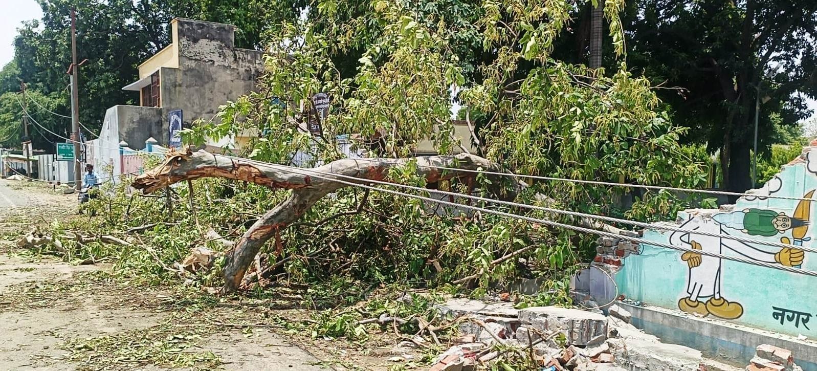 Six killed and more than 20 injured due to storm and fierce fire broke out at lahara in kasganj