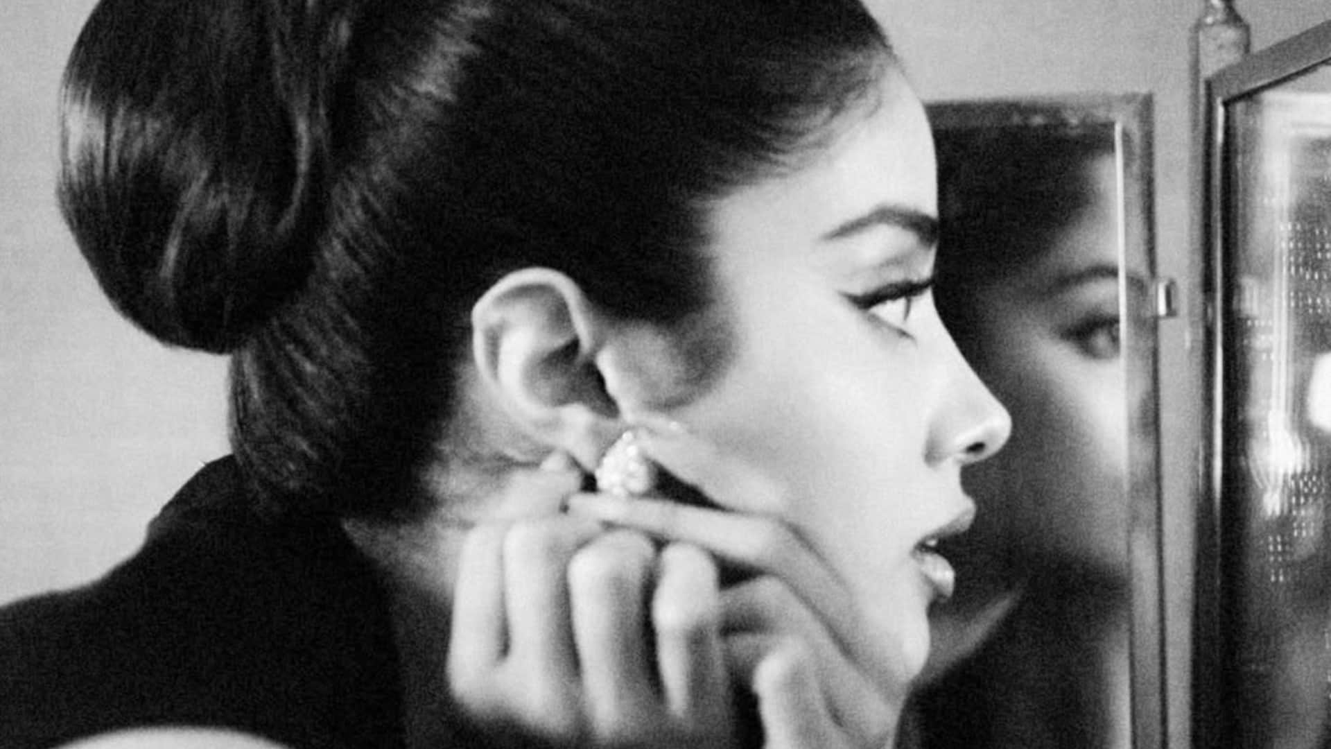 Cannes 2025 janhvi kapoor for press in Christian Dior 1957 haute couture black slub silk dress