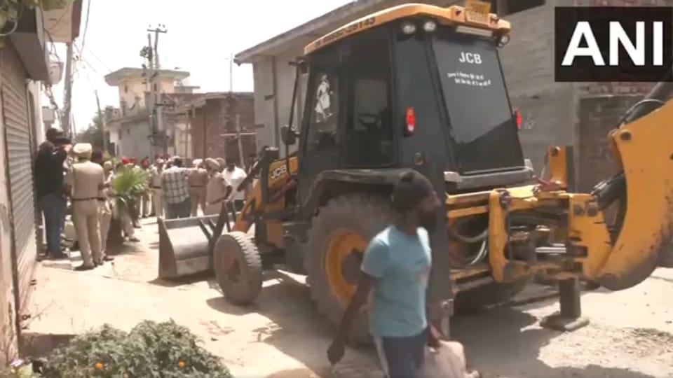 Demolition drive conducted at illegal property of two drug smugglers in Amritsar