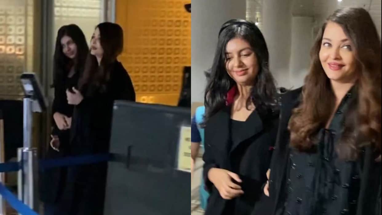 Aishwarya Rai Returns India greets paparazzi with folded hands at Mumbai airport with Aaradhya