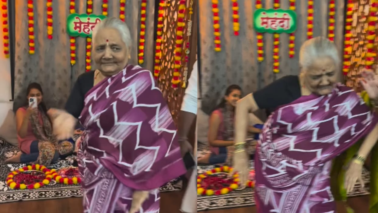 Dadi freely dancing on kajra re song left behind professional in expressions and confidence