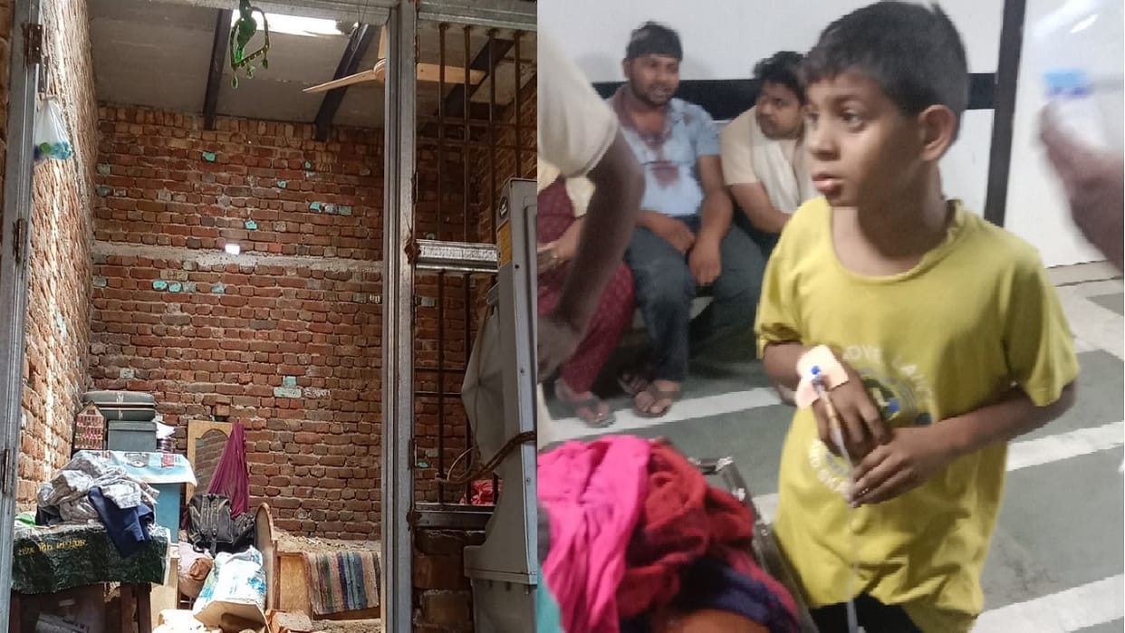 roof of house collapsed due to strong storm and rain in Rohtak, grandmother and grandson seriously injured
