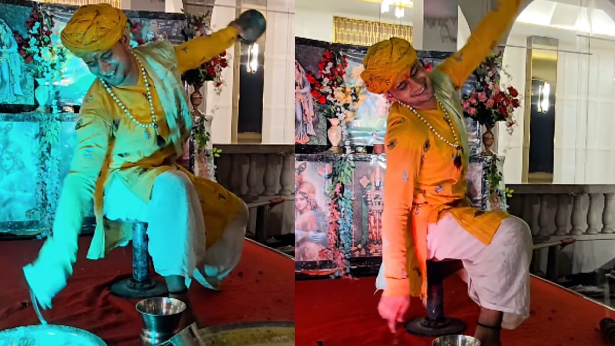 Rajasthani Man Unique Badam Milk Serving Technique Wins Internet Heart Video Goes Viral
