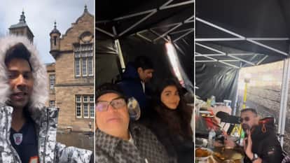 Varun Dhawan shares video viral from set of Hai Jawani Toh Ishq Hona Hai with pooja hegde Eating in a storm