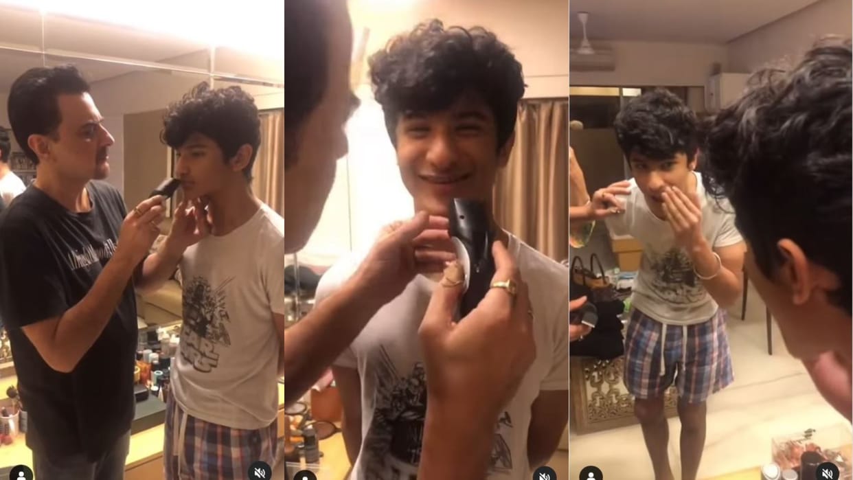 Sanjay Kapoor celebrates birthday with son trim his moustache users like father son moment