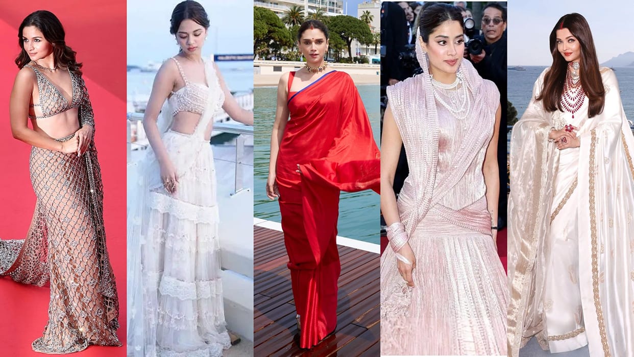 Cannes film festival look of janhvi kapoor aishwarya rai alia bhatt nitanshi goel aditi rao hydari
