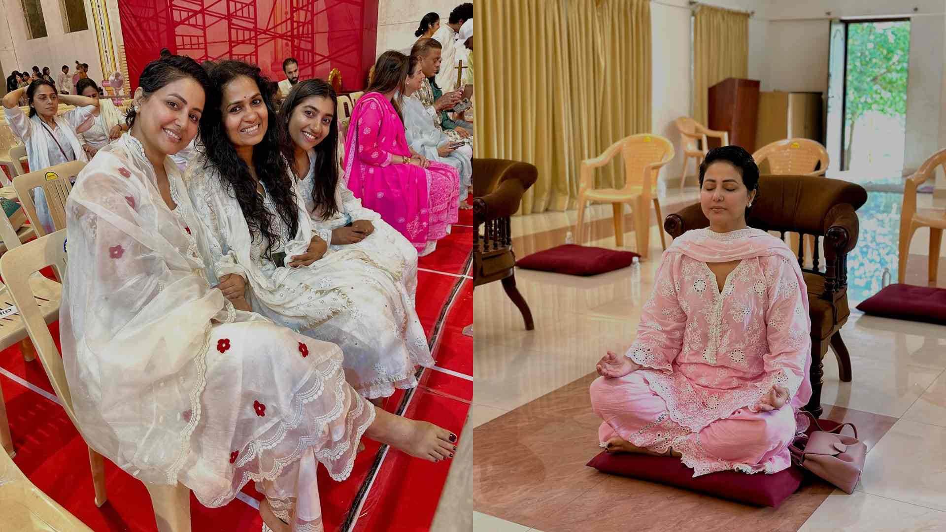 Hina Khan Meet with spiritual guru shri shri ravi shankar shares photos with Vikrant Massey and others