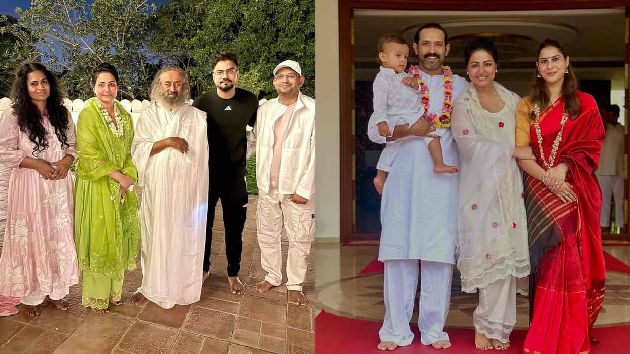 Hina Khan Meet with spiritual guru shri shri ravi shankar shares photos with Vikrant Massey and others