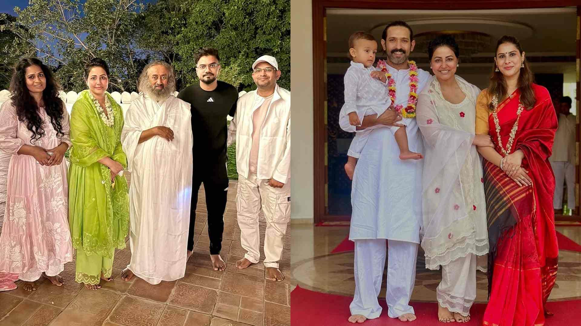 Hina Khan Meet with spiritual guru shri shri ravi shankar shares photos with Vikrant Massey and others
