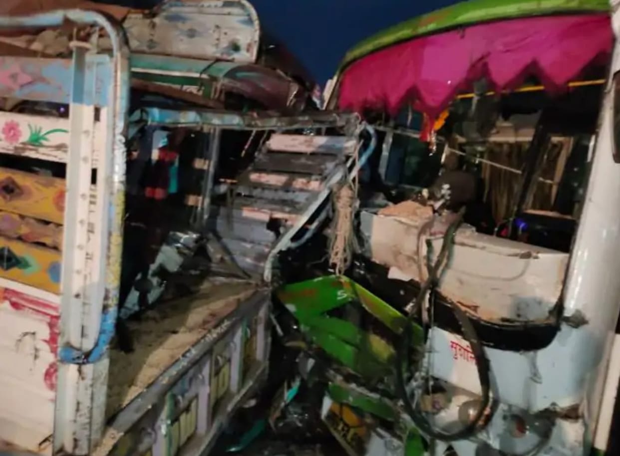 Indore: Truck collides with three vehicles near Indore, six people injured