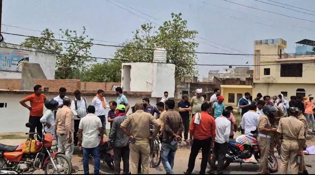 Auraiya Accident Dumper crushed father and son riding a bike both died an old man got hit and got injured