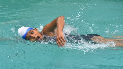 state level swimming competition Saifai in men category and Vindhyachal team champion in women category