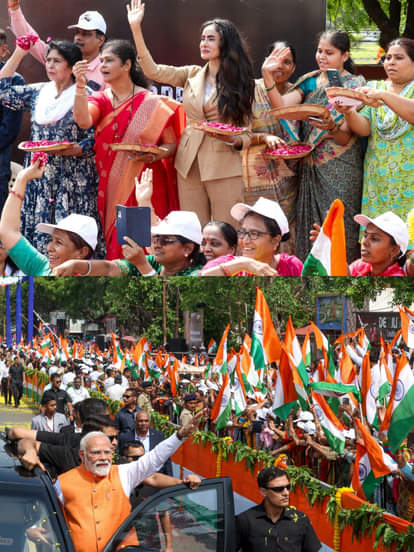 वडोदरा पीएम मोदी के रोड शो के दौरान कर्नल सोफिया कुरैशी के परिवार ने बरसाए फूल