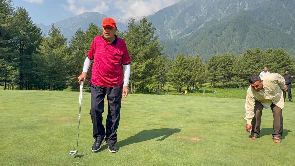 National Conference President Farooq Abdullah at Pahalgam Golf Course