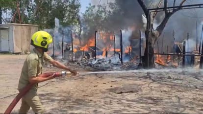 Fire broke out near Satwari jammu Airport Road, 10 huts burnt down