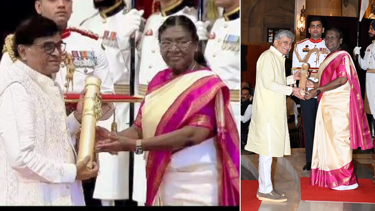 Actors Ashok Saraf Anant Nag Shobana and others conferred with Padma awards by President Droupadi Murmu