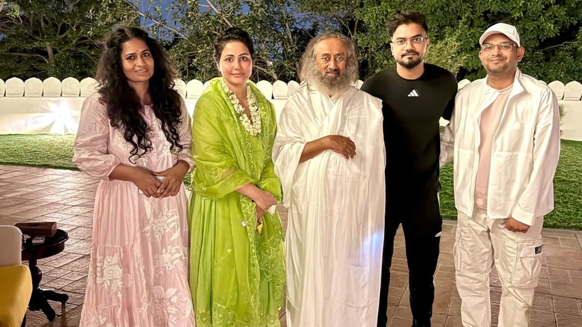 Hina Khan Latest post with shri shri ravi shankar says Yoga is to connect to the universal power