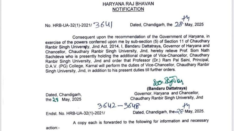 Prof. Ram Pal Saini became VC of Chaudhary Ranbir Singh University Jind