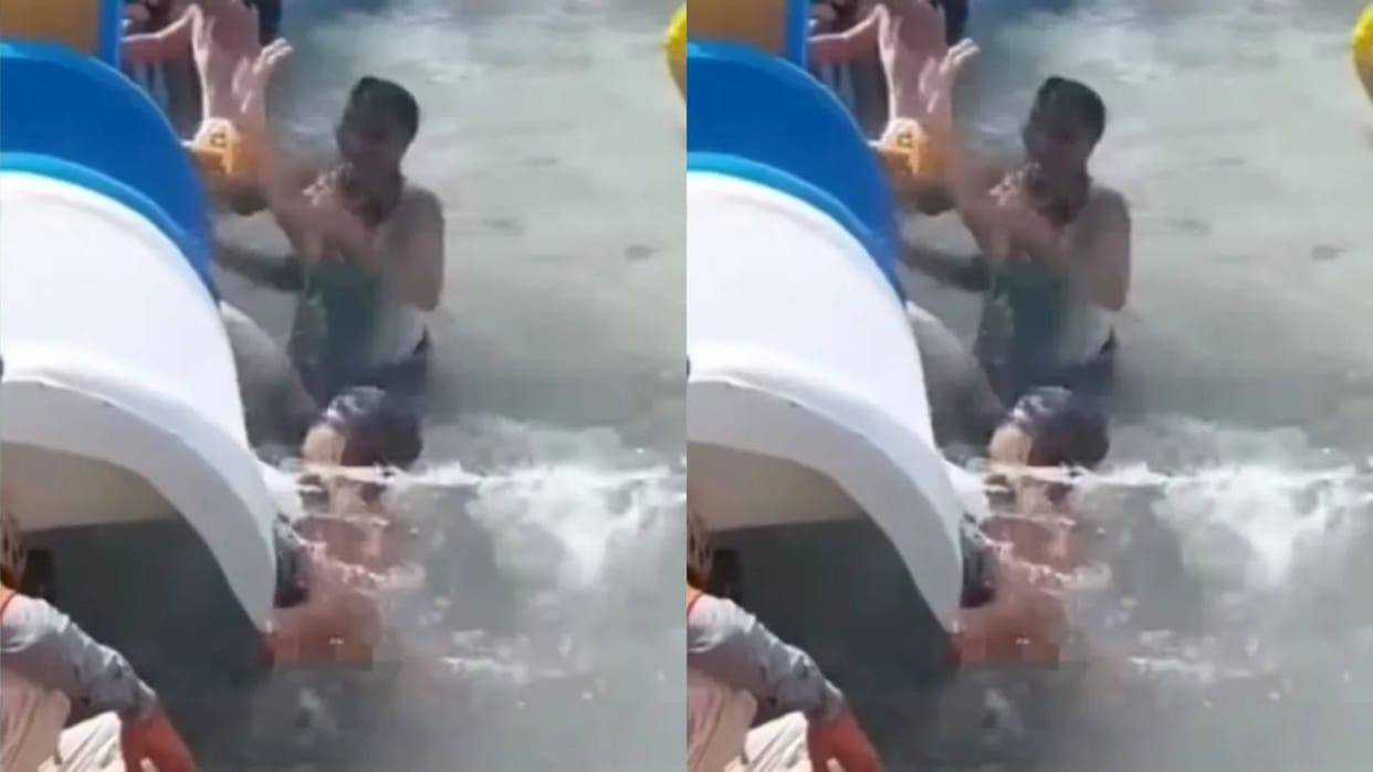 Boys were doing dangerous stunts in the name of sports in the swimming pool Video goes viral on Internet