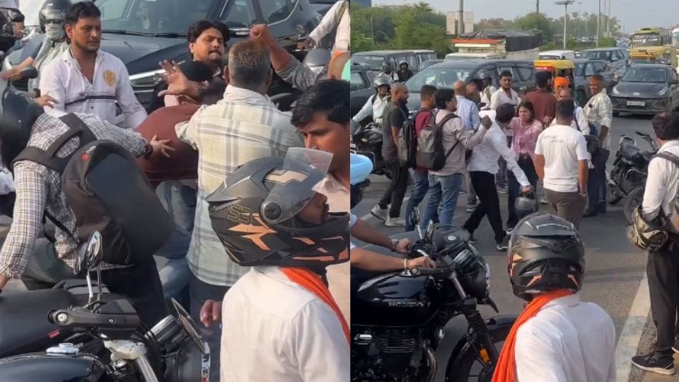 A fight broke out after two bikes collided on the Delhi-Jaipur highway