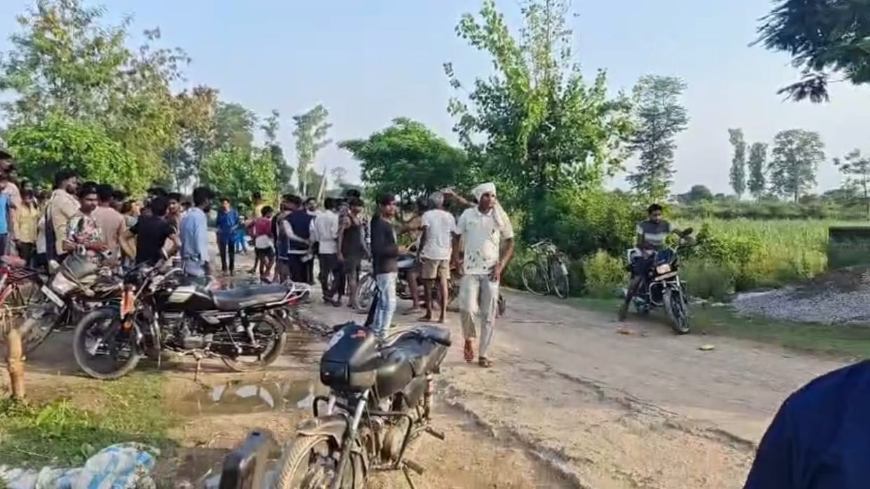 Bahraich: Leopard hiding in a culvert on the side of the road on the main road.