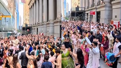 Indian Wedding In Wall Street America Us Viral Video - Amar Ujala Hindi  News Live - Video:अमेरिका की सड़क पर निकली हिंदुस्तानी दूल्हे की बारात, जाम  हो गया पूरा वॉल स्ट्रीट, वायरल