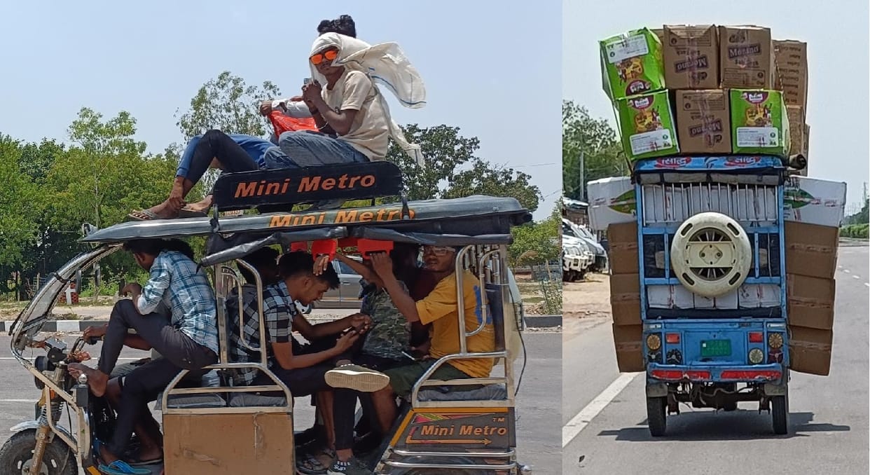 Kanpur Overloaded e rickshaws are flouting the law 13 passengers were sitting police engaged in investigation